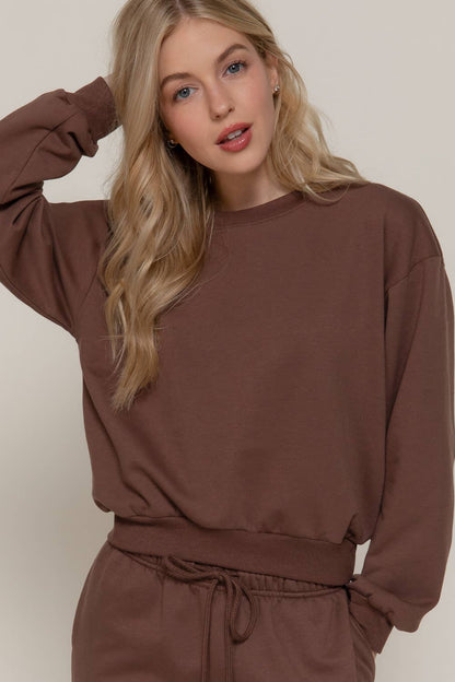 Long Sleeve Round Neck Crop SweatShirt