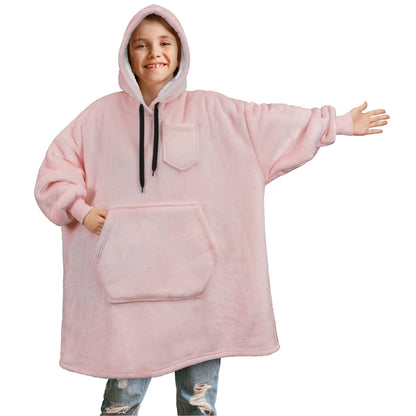 Kid's Chest Pocket Sherpa Hoodie Blanket - Kangaroo Pocket