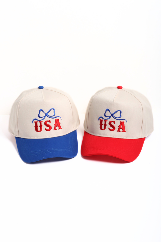 USA BOW Embroidery 5 Panel Two Tone Caps