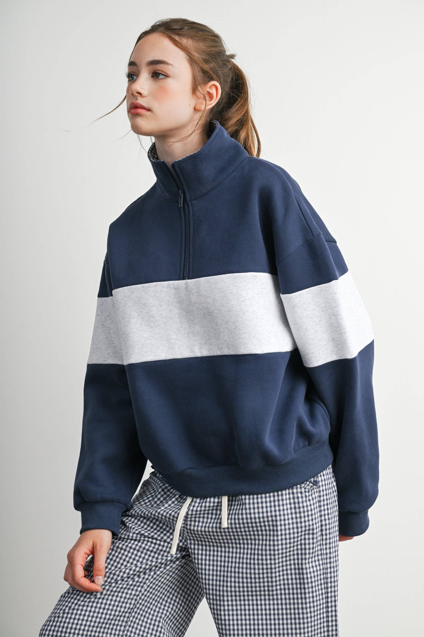 Colorblock Quarter-Zip Sweatshirt-BMT8510