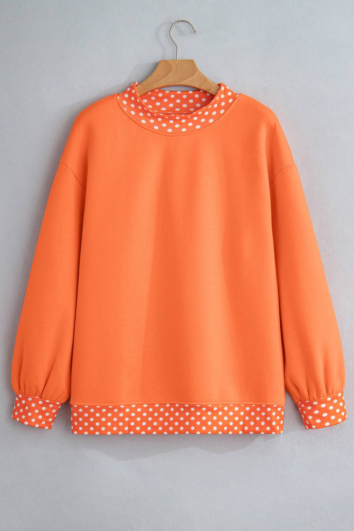 66 Plus Size Polka Dot Mock Neck Fleece Sweatshirt (S-4X)