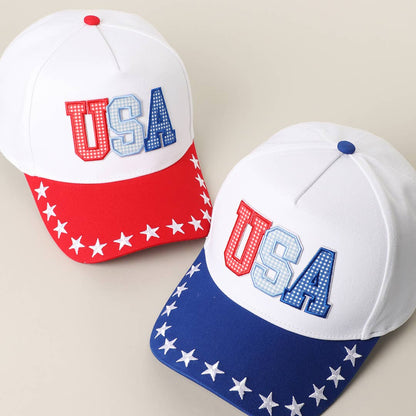 USA Letter Patch Star Brim Trucker Baseball Cap