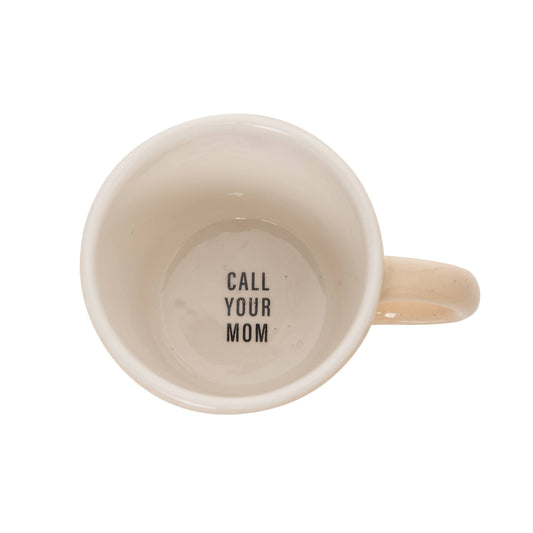 SALE Ceramic 3.5" Gray Call Your Mom Friendly Reminder Mug
