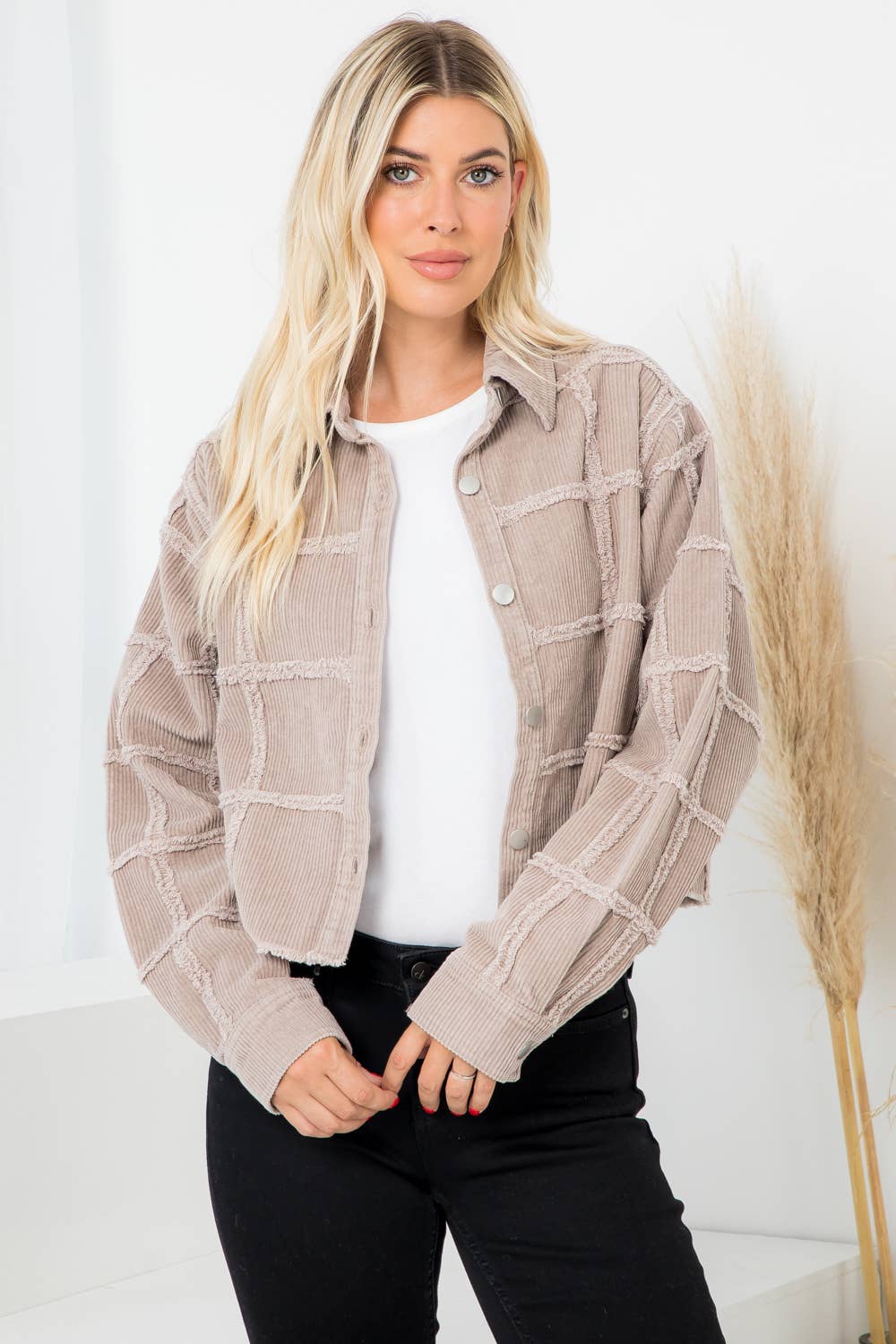 Heavy Washed Corduroy Patchwork Jacket
