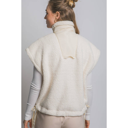 Sherpa Oversized Vest Button Tabs with Pockets