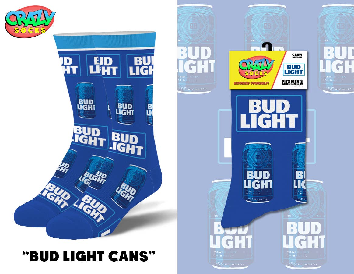 BUD LIGHT CANS CRAZY SOCKS