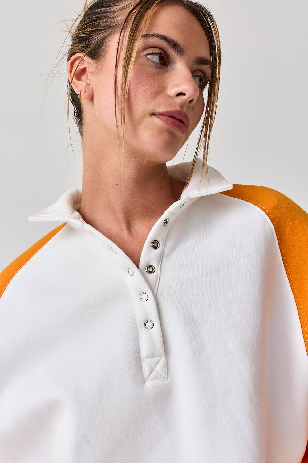 PT16060-1 - Snap Button Colorblock Varsity Rugby Pullover