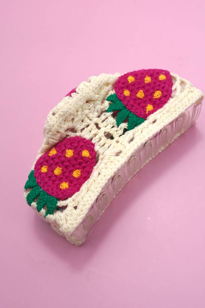 JUMBO HANDMADE CROCHET FLORAL HAIR CLAW CLIPS | 40H938