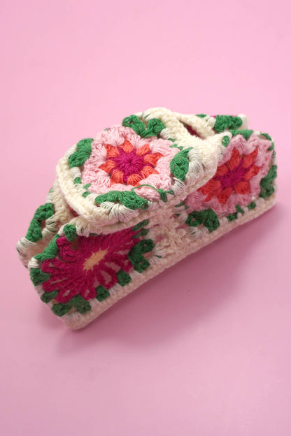 JUMBO HANDMADE CROCHET FLORAL HAIR CLAW CLIPS | 40H938