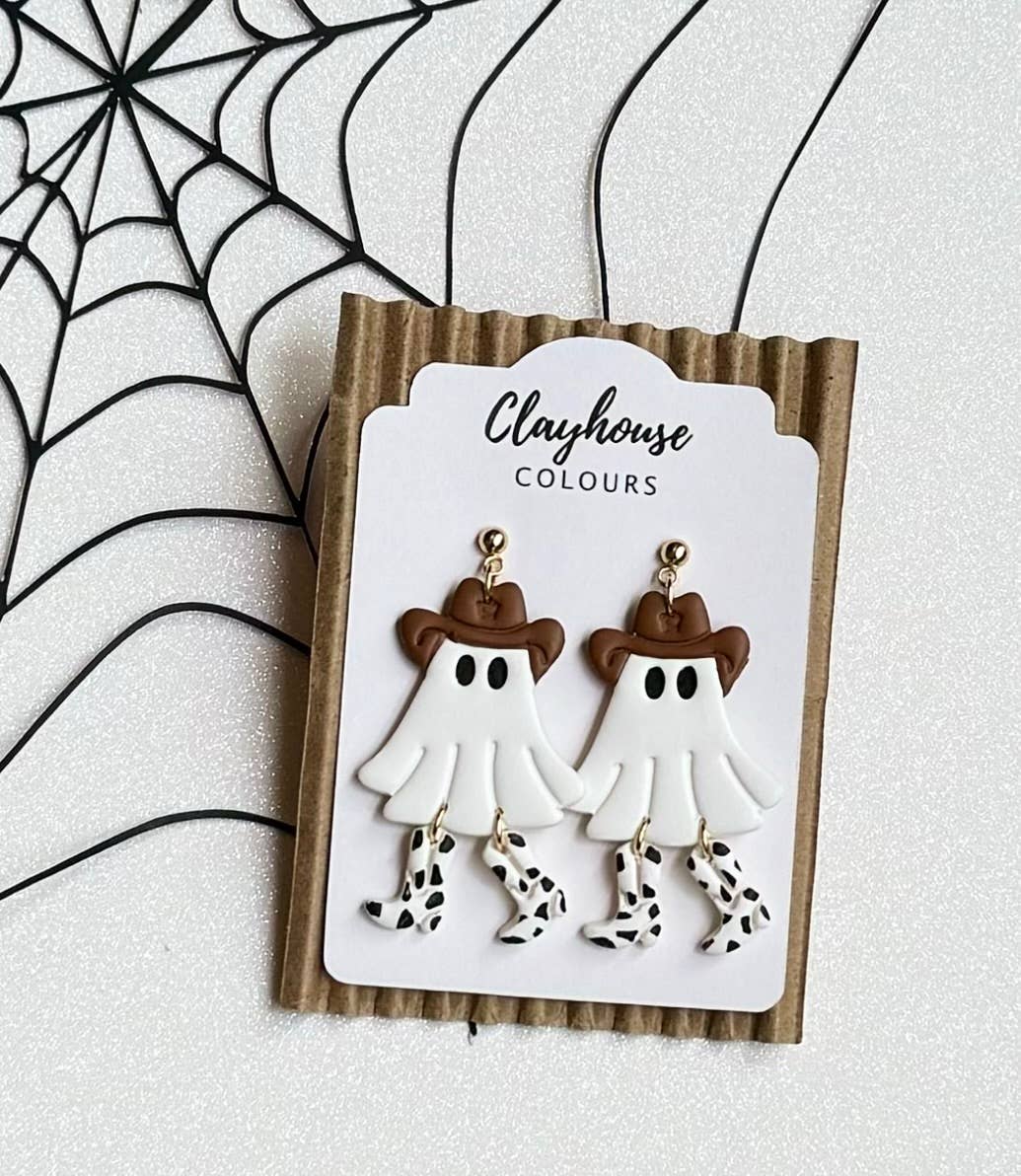 Cowboy Ghost Halloween Earrings 