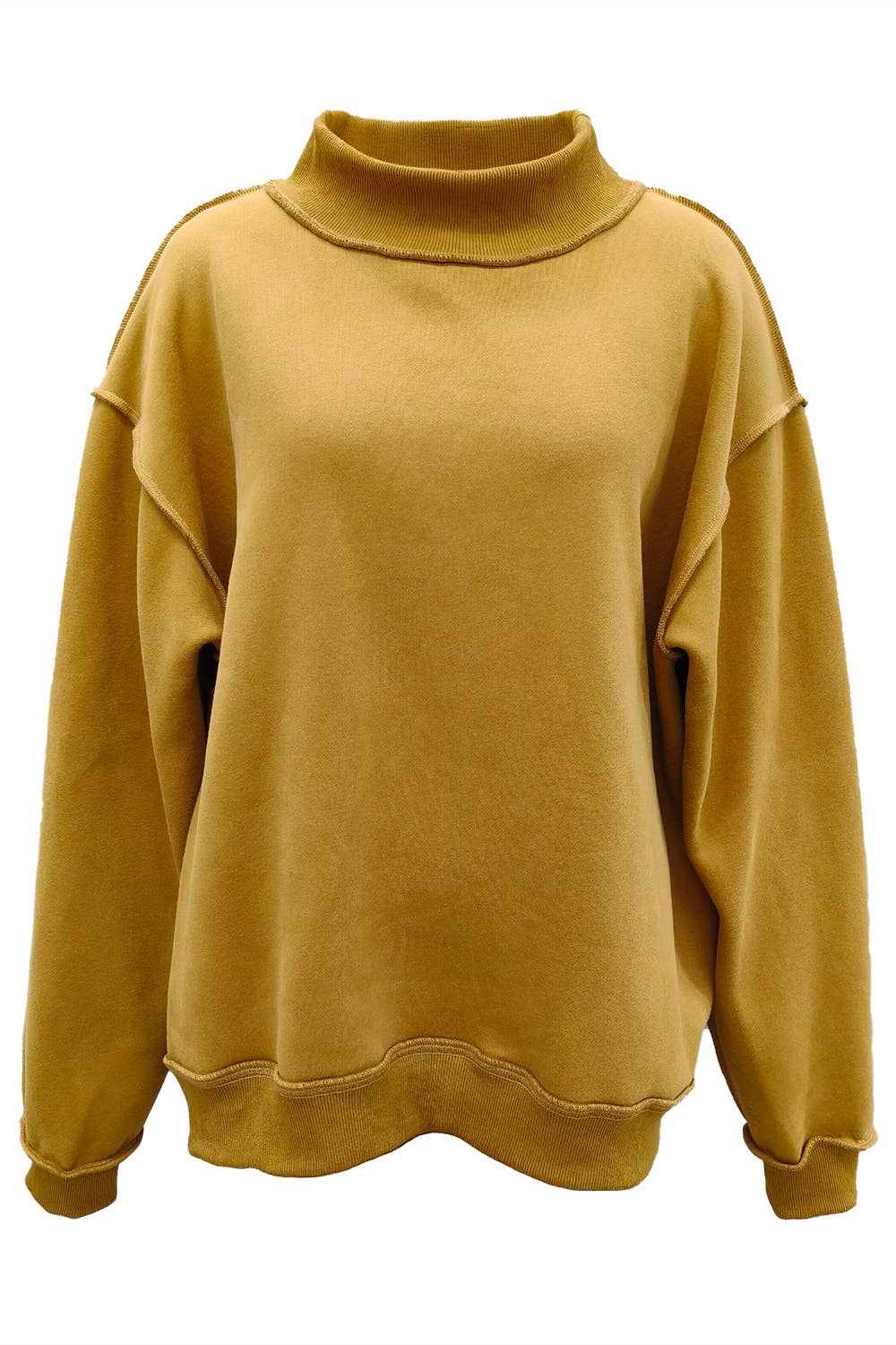 IT2594-BLANK2 Solid Reversible Mock Neck Sweatshirt Top
