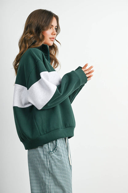 Colorblock Quarter-Zip Sweatshirt-BMT8510
