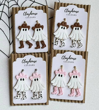 Cowboy Ghost Halloween Earrings 