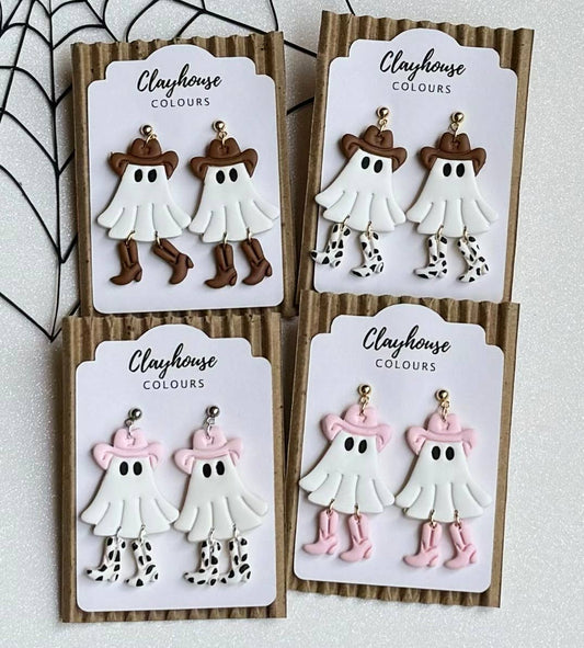 Cowboy Ghost Halloween Earrings 