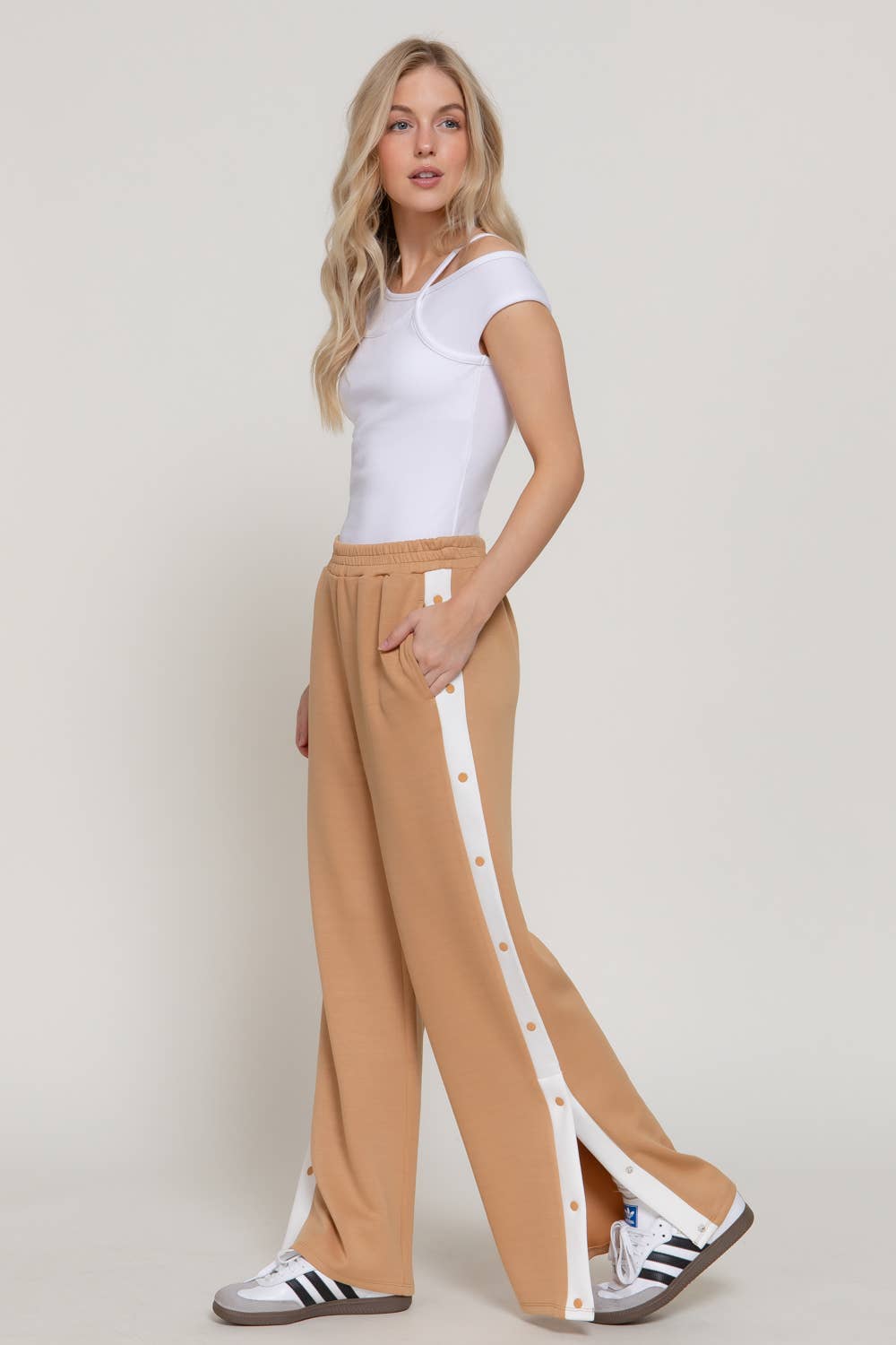 Soft Modal Scuba Side Contrasting Panels Straight Pants