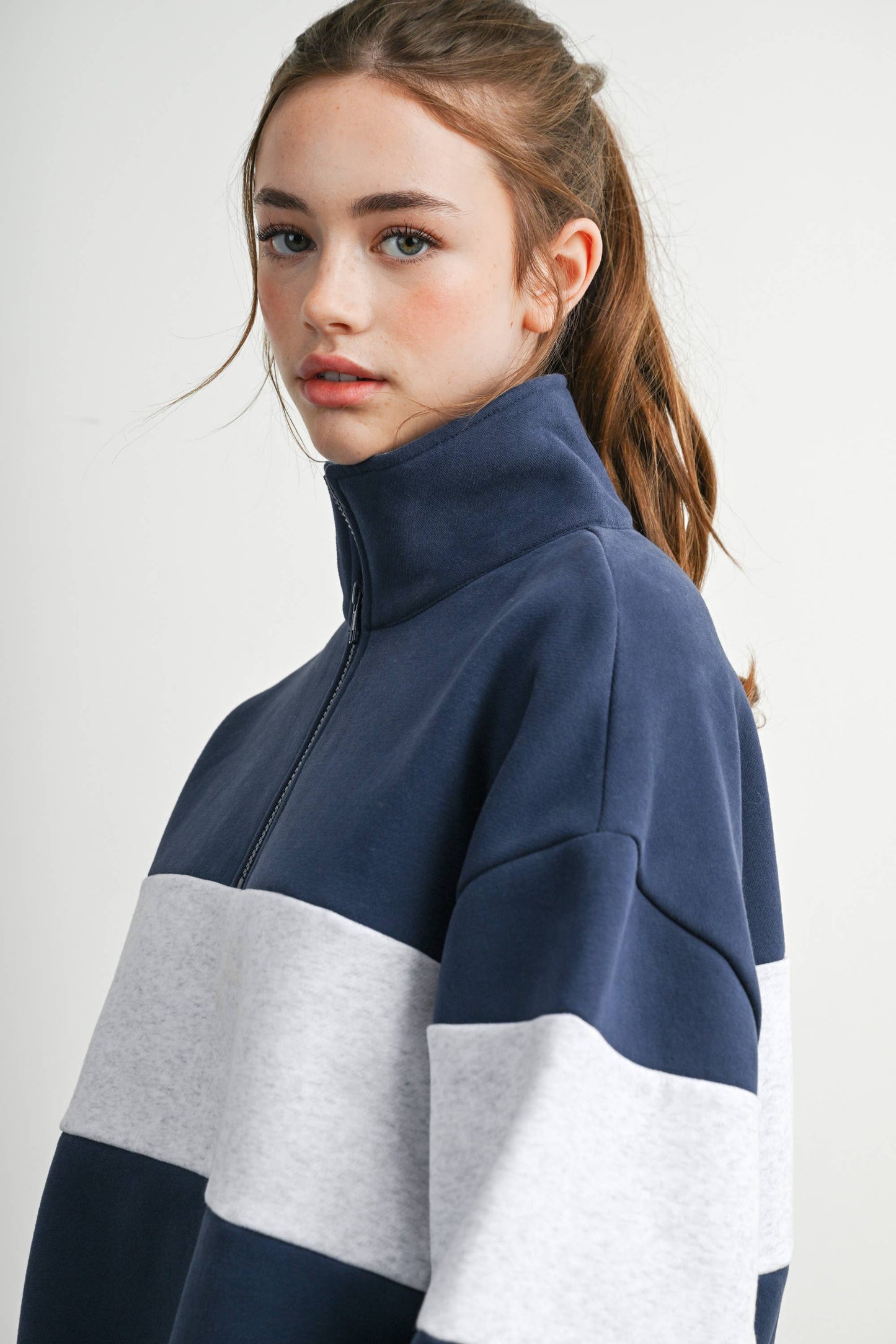 Colorblock Quarter-Zip Sweatshirt-BMT8510