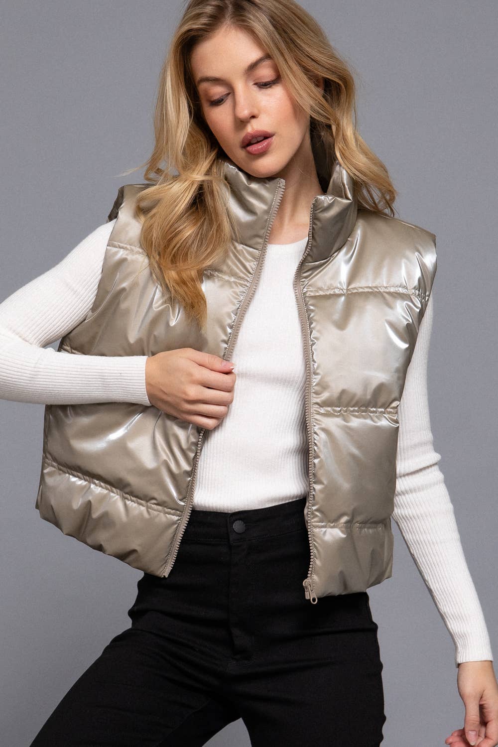 High Neck Zip Up Vest