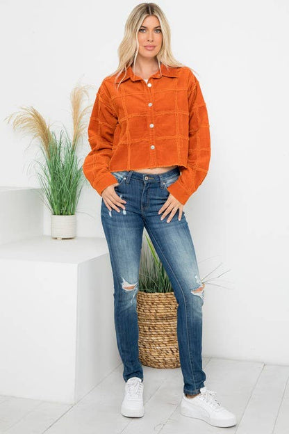 Heavy Washed Corduroy Patchwork Jacket