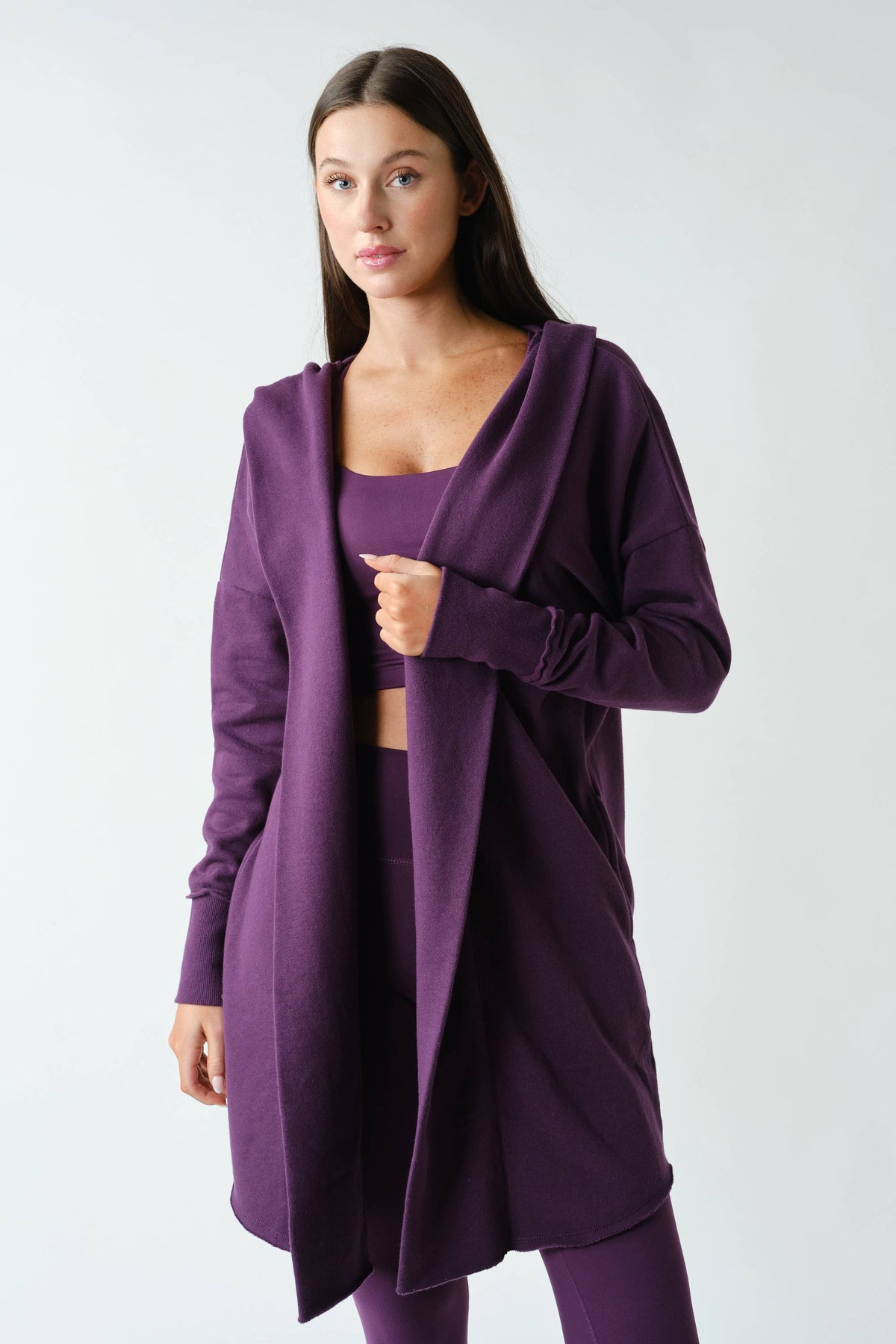 Open Front Longline Hoodie Cardigan