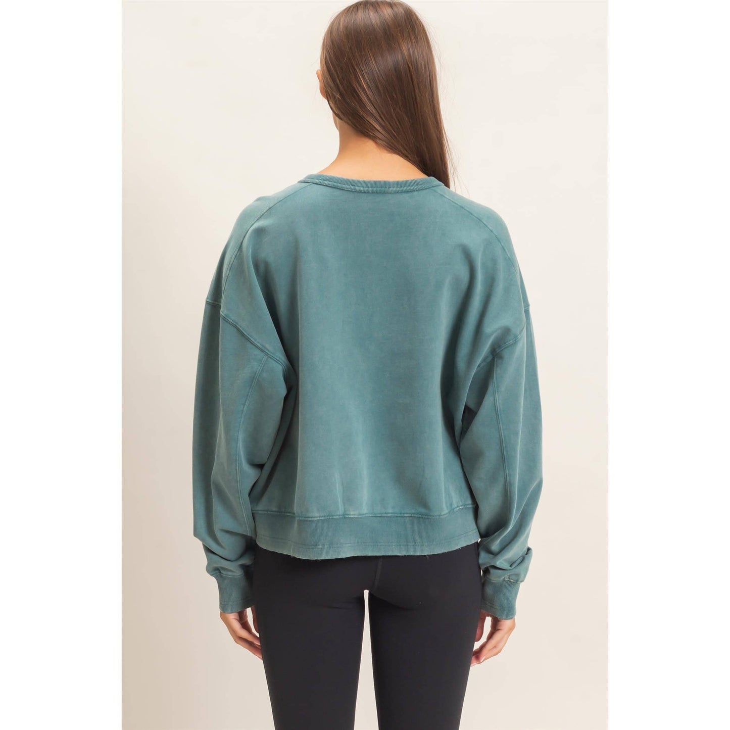 Acid Wash Seam Detail Crew Neck Sweatshirt