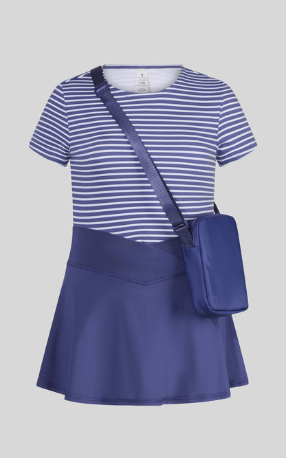 Little Girls Short Sleeve Tee, Crossover Skort, Fanny bag