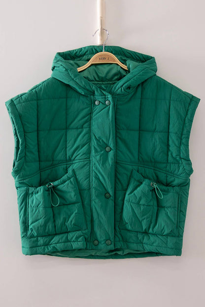 NJ90482-Quilted Hooded Puffer Vest