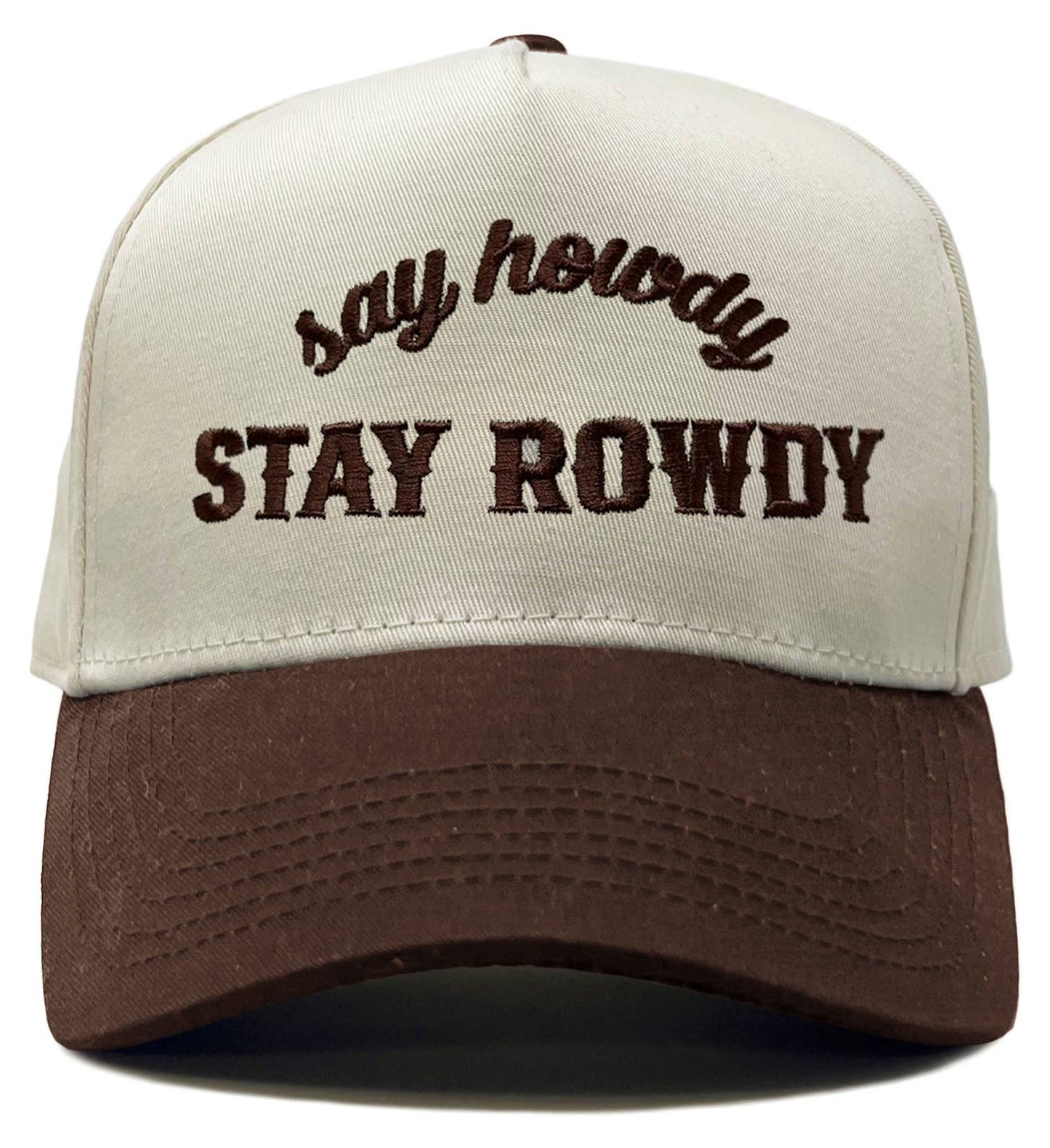 Two Tone Cap - Say Howdy Stay Rowdy (Brown/Beige)