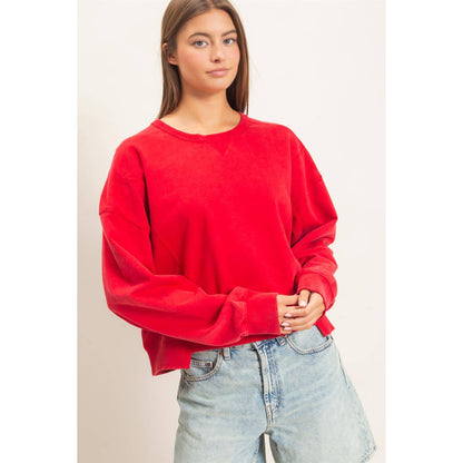 Acid Wash Seam Detail Crew Neck Sweatshirt