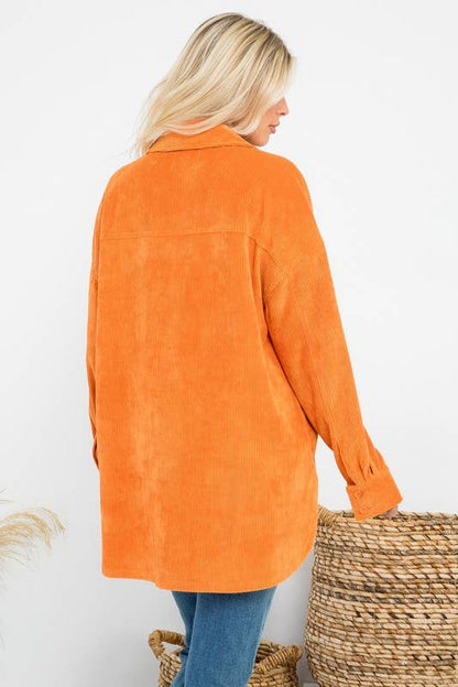 Oversized 4 Pockets Corduroy Shacket