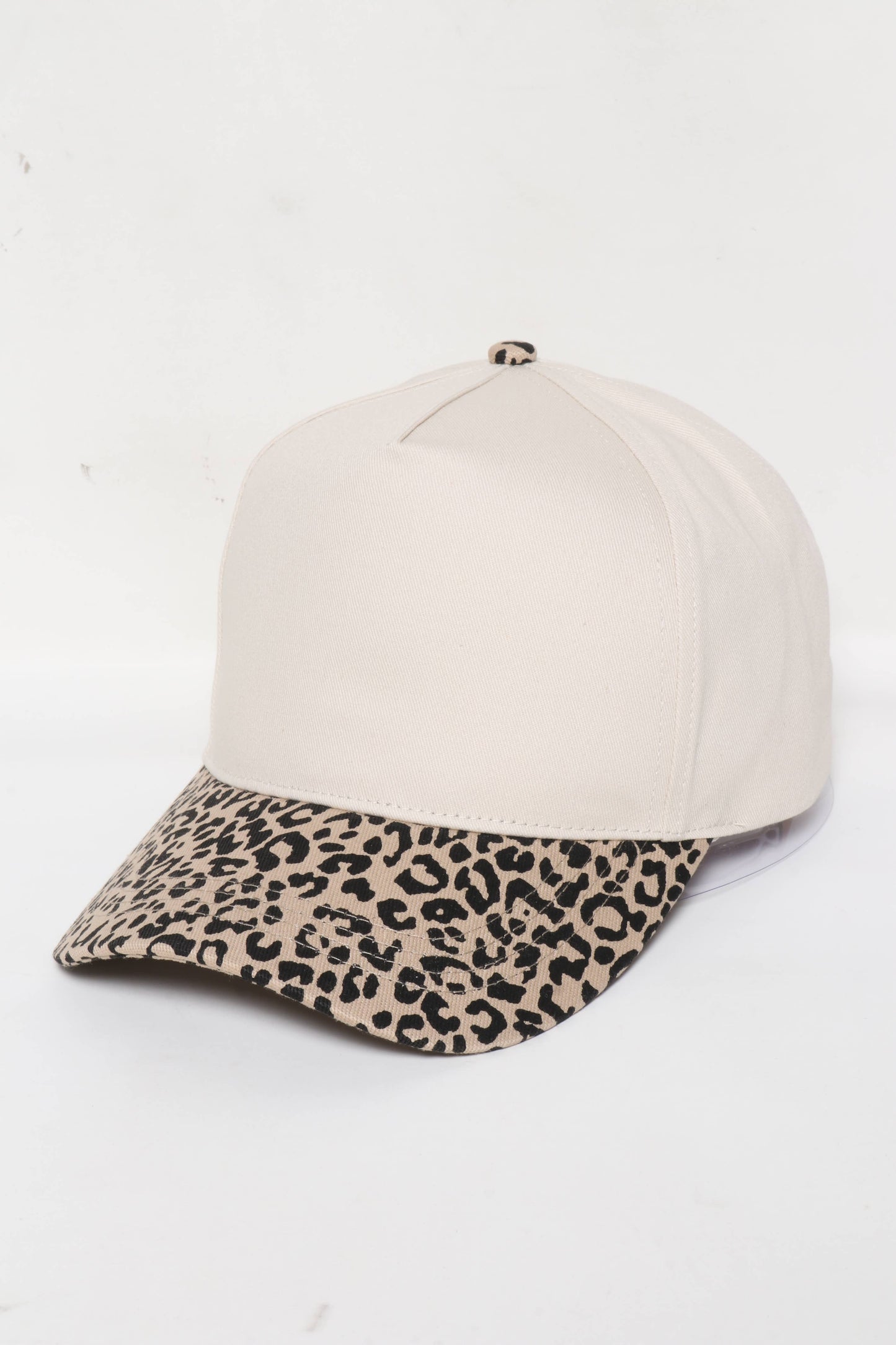 Leopard Print Brim 5-Panel Blank Cap