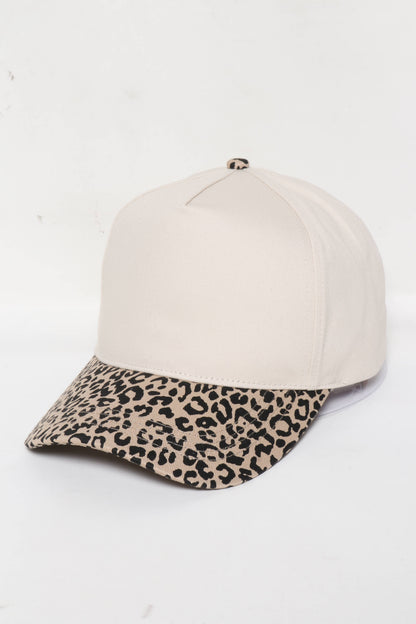 Leopard Print Brim 5-Panel Blank Cap