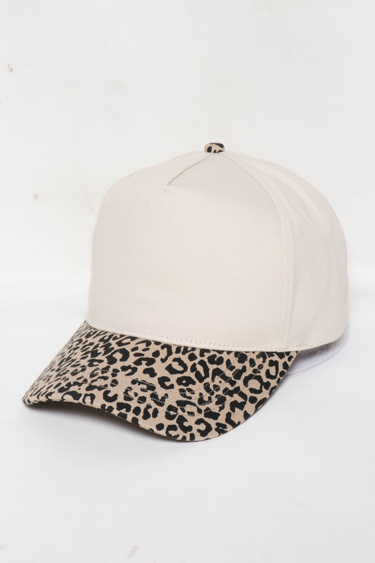 Leopard Print Brim 5-Panel Blank Cap