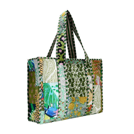 Cotton Fabric Patch Block Print Tote Bag- Small & Large