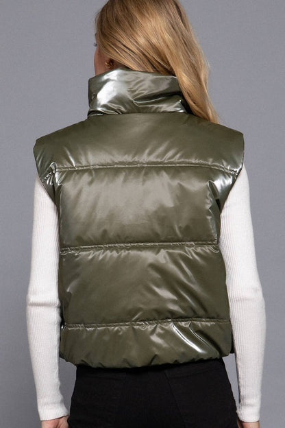 High Neck Zip Up Vest