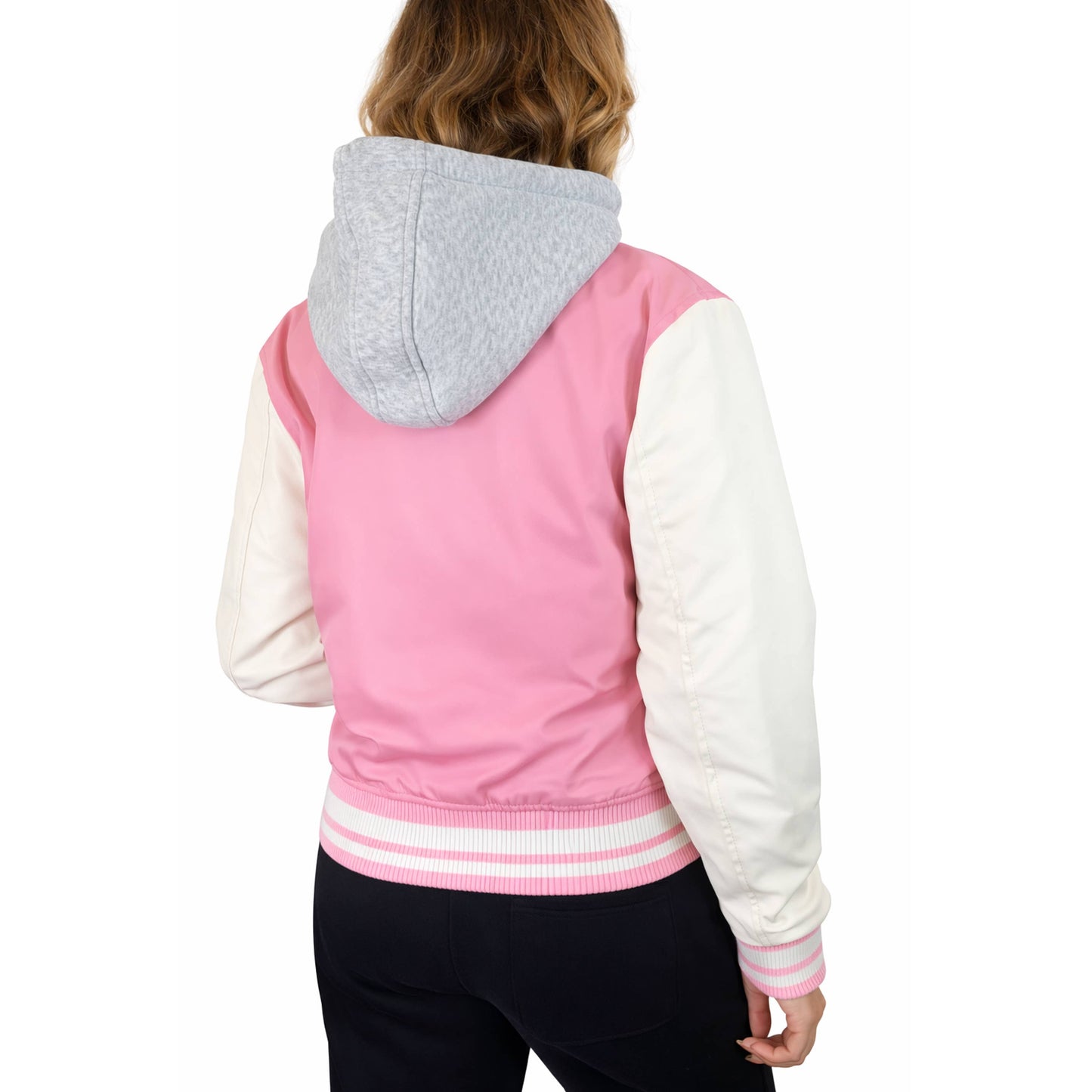 Women’s Hooded Varsity Jacket w/ Detachable Hood