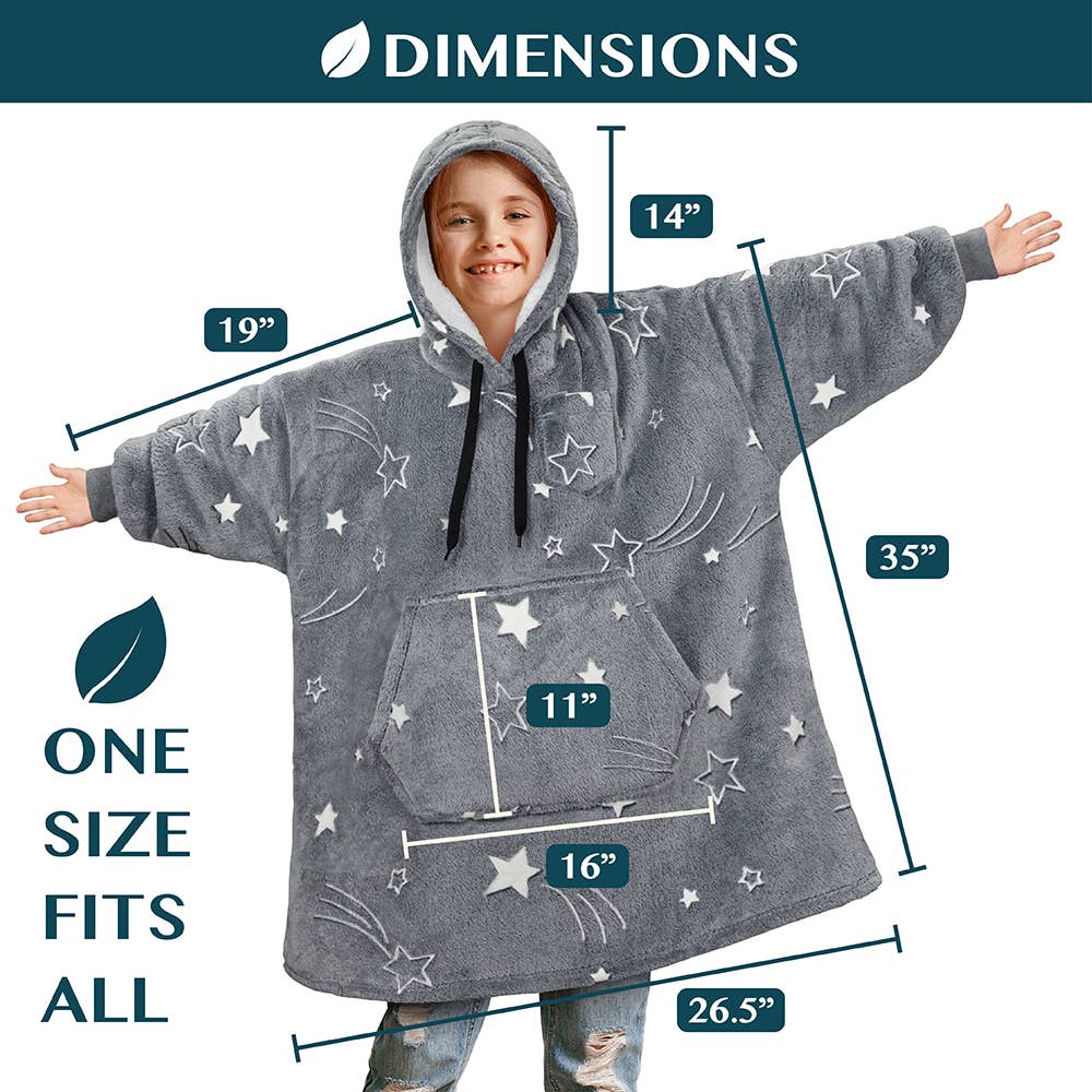 Kid's Chest Pocket Sherpa Hoodie Blanket - Kangaroo Pocket