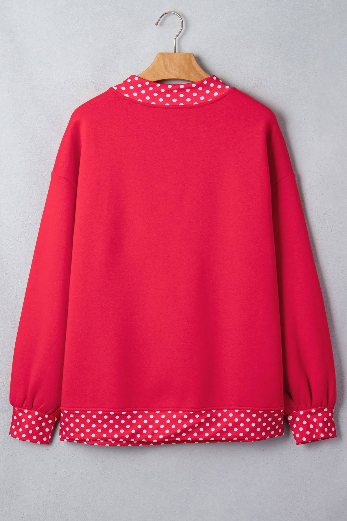 66 Plus Size Polka Dot Mock Neck Fleece Sweatshirt (S-4X)
