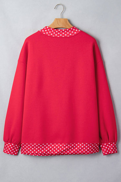66 Plus Size Polka Dot Mock Neck Fleece Sweatshirt (S-4X)