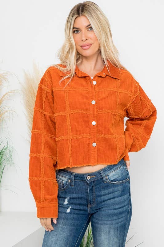 Heavy Washed Corduroy Patchwork Jacket