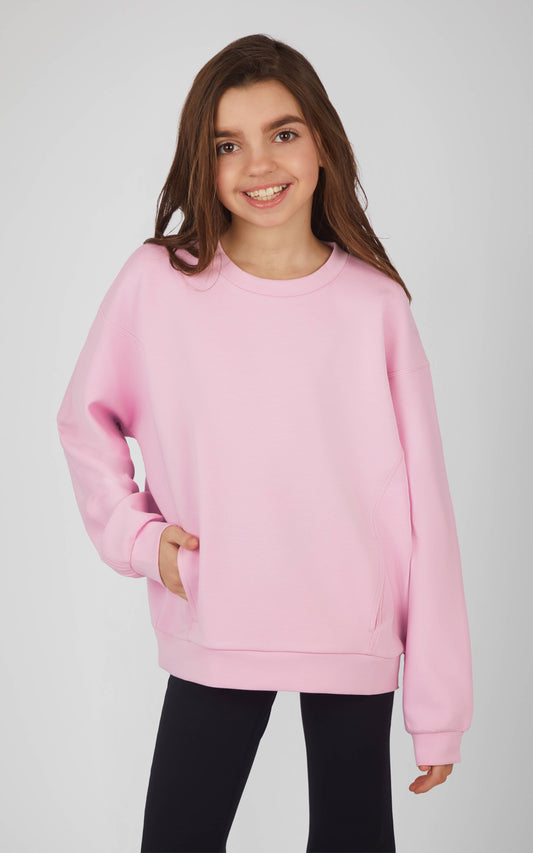 Tween Girls Soft Scuba Zuri Crew Neck Everyday Sweatshirt