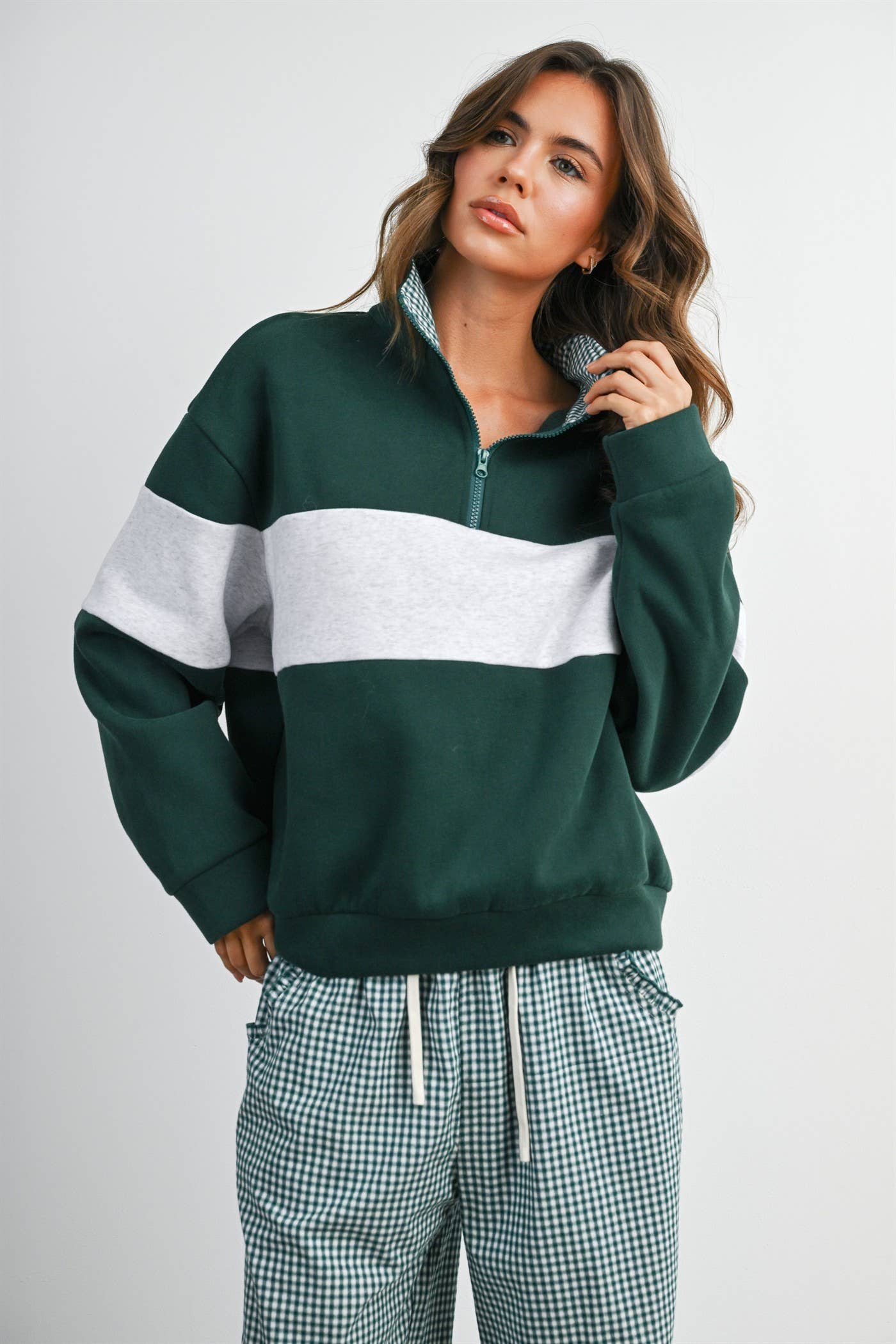 Colorblock Quarter-Zip Sweatshirt-BMT8510