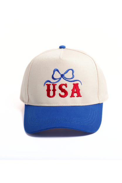 USA BOW Embroidery 5 Panel Two Tone Caps