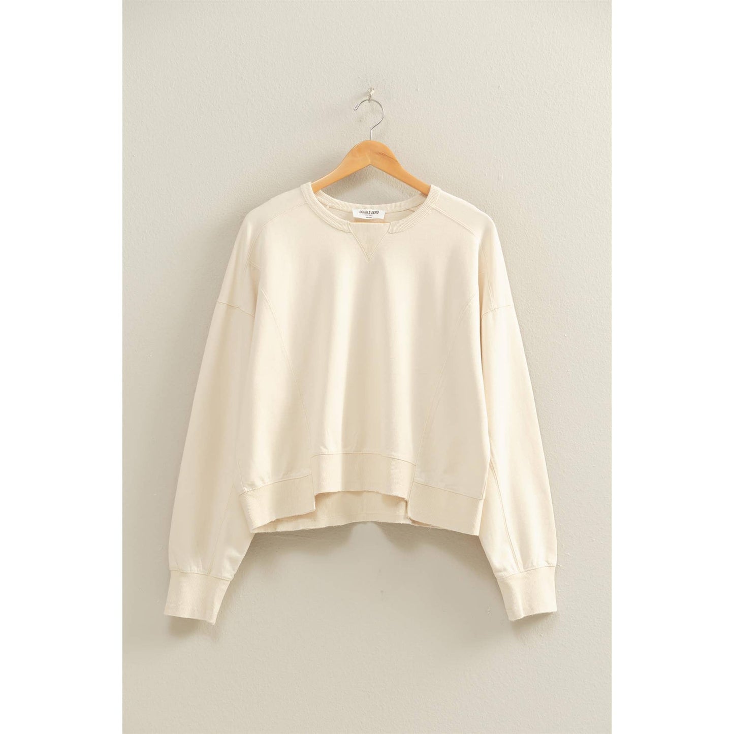 Oversized Crew Neck Sweatshirt With Raw Hem