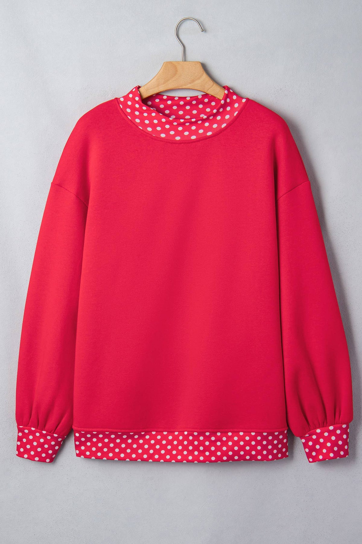 66 Plus Size Polka Dot Mock Neck Fleece Sweatshirt (S-4X)