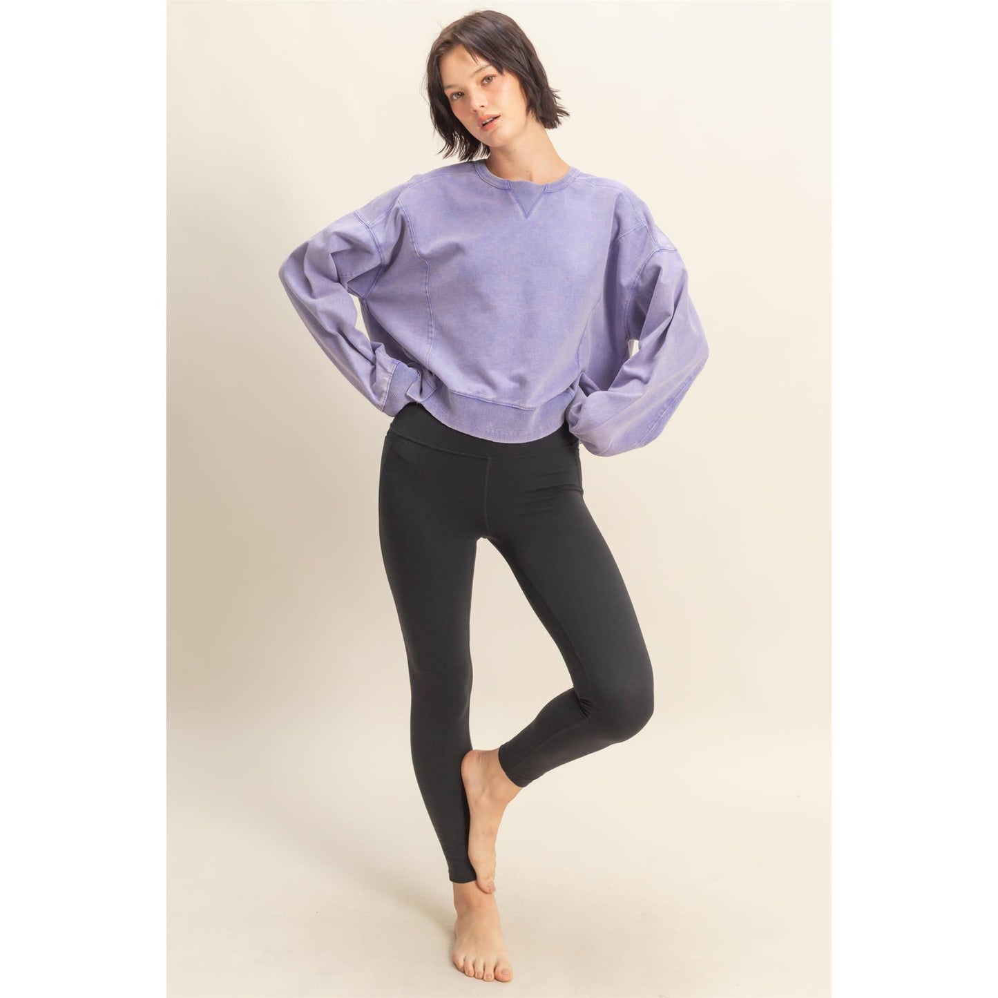 Oversized Crew Neck Sweatshirt With Raw Hem