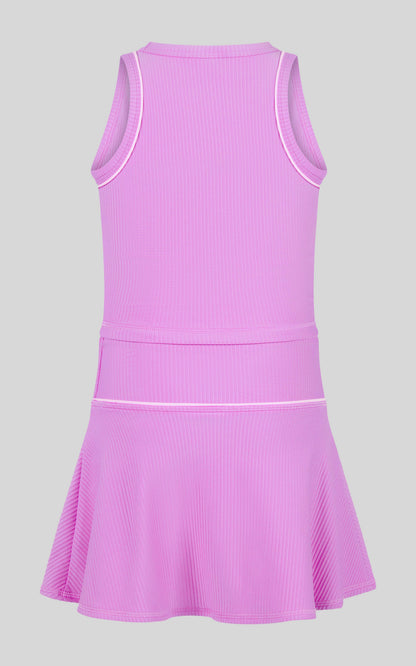 Little Girl Rib Tank Top and Crossover Skorts with Piping
