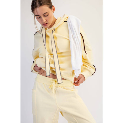 FLEECED TERRY OVERSIZED PIPING HOODIE