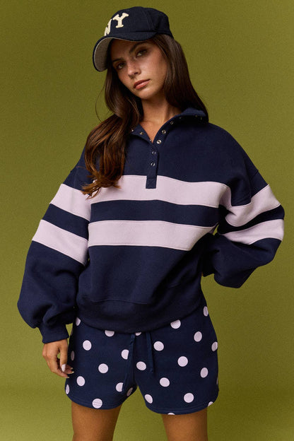 PT19959 Lottie Stripe Rugby Pullover