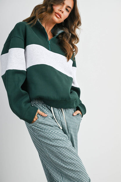 Colorblock Quarter-Zip Sweatshirt-BMT8510