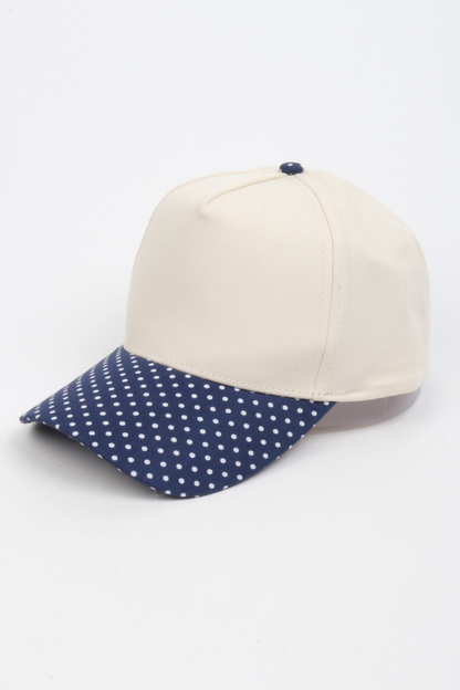 Polka Dot Printed Brim 5-Panel Two-Tone Cap – Trendy Casual